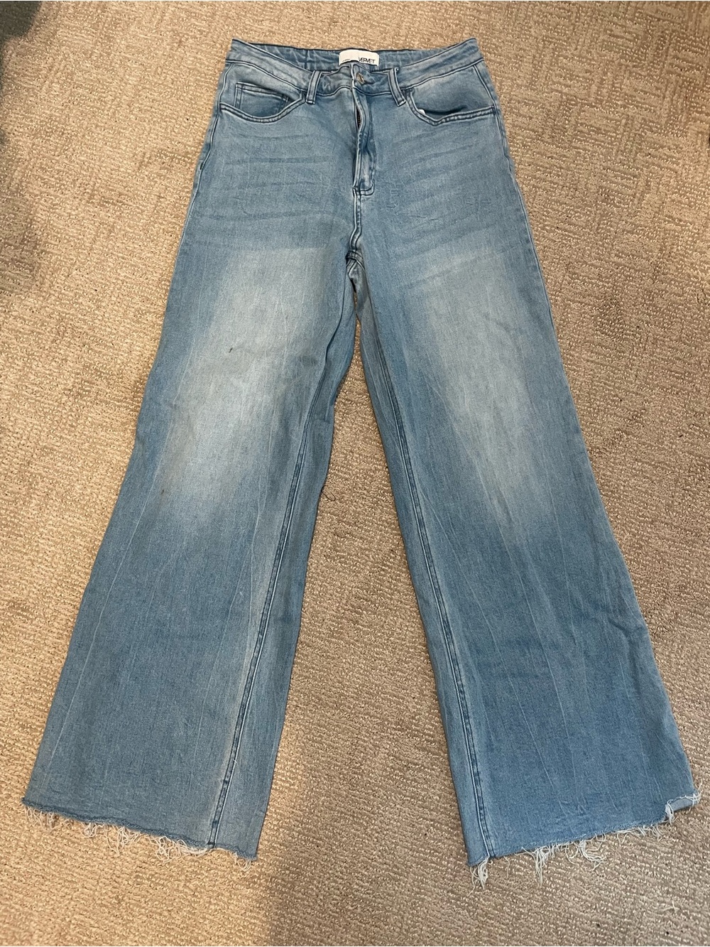 Vervet Light Blue Wide-Leg Jeans with Raw Hem